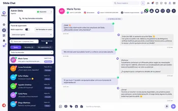 Bandeja de Sibila con varias conversaciones y Sibi AI Bot respondiendo